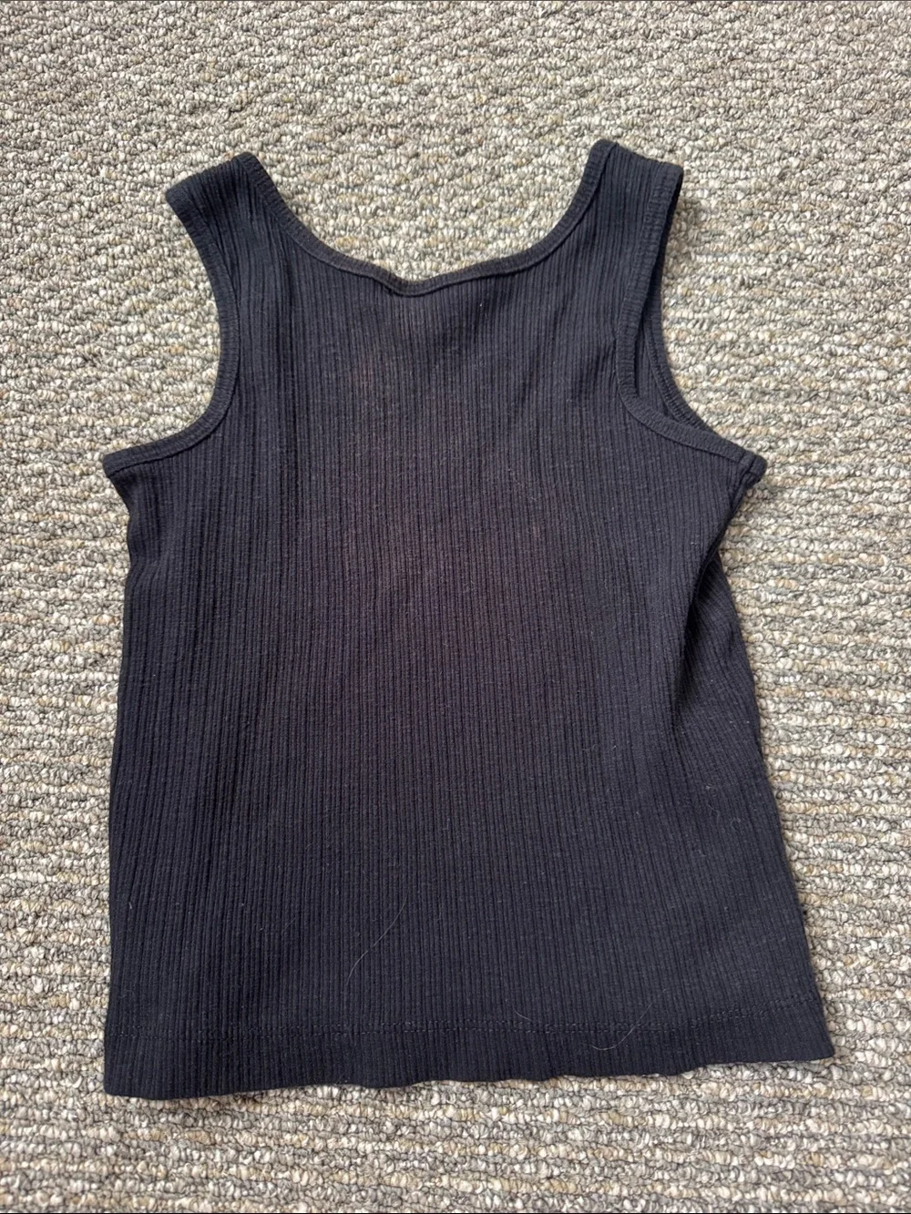 kids Black Ribbed Tank Top with Snap Placket